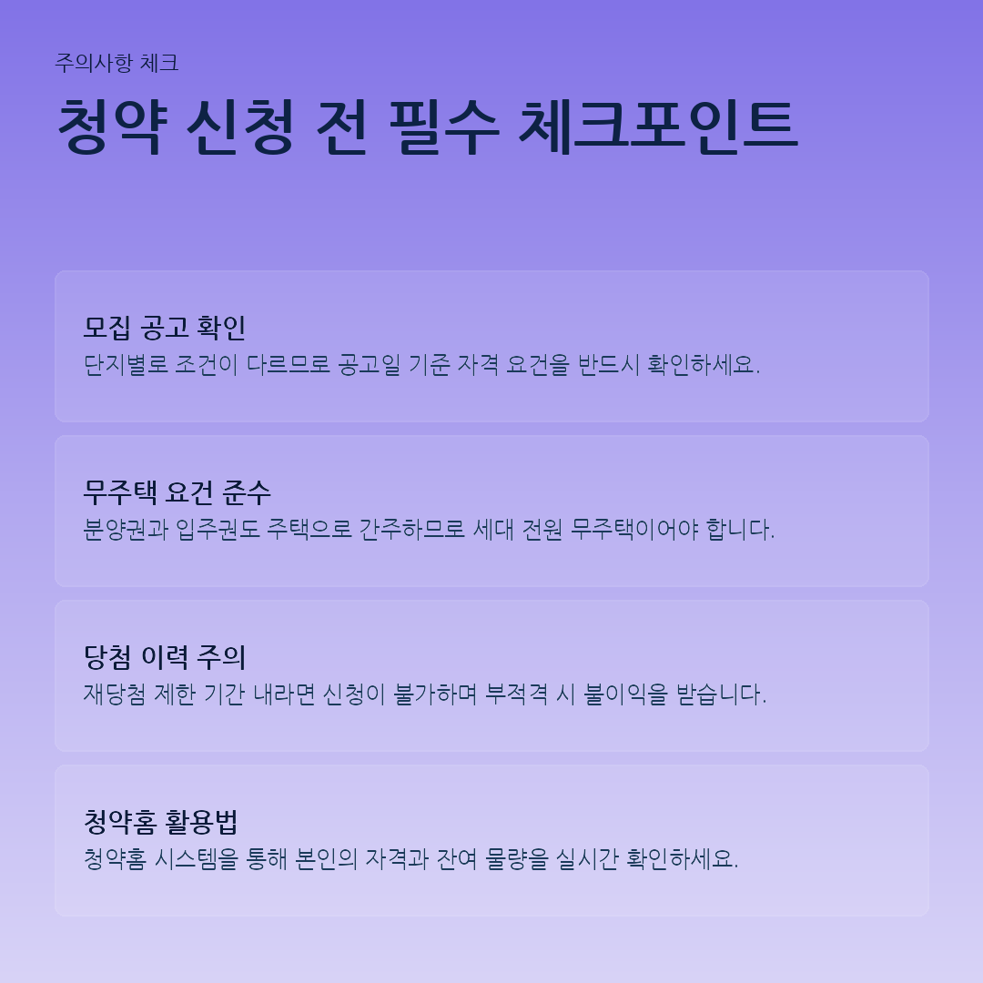 청약 신청 전 필수 체크포인트 요약 카드