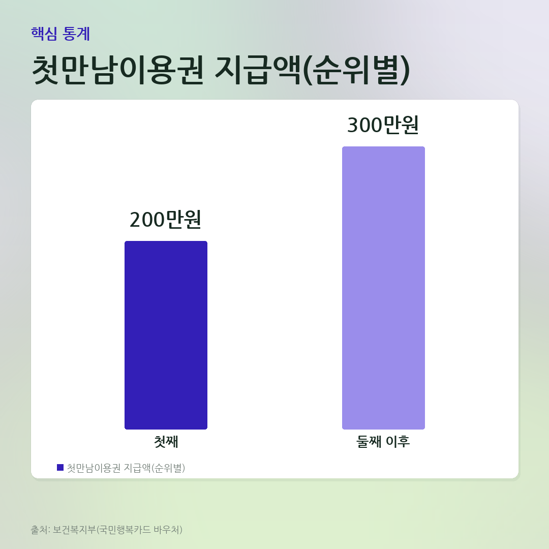 첫만남이용권 지급액(순위별) 비교 카드
