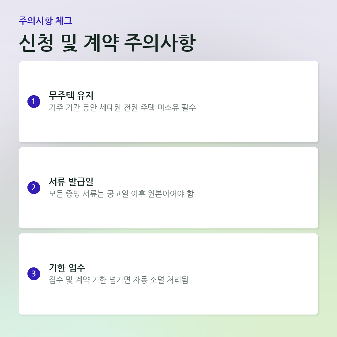 신청 및 계약 주의사항 요약 카드