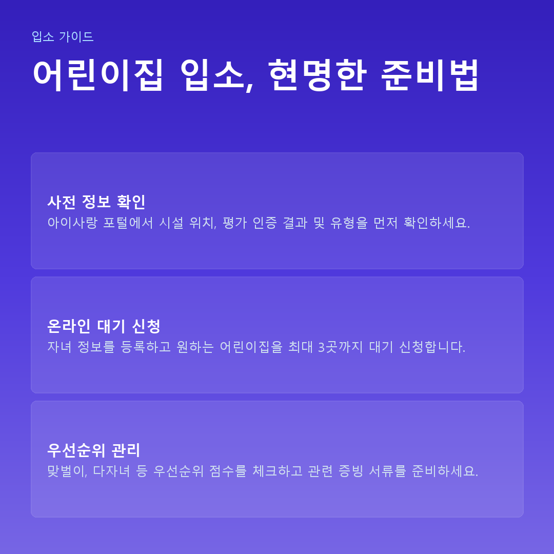 어린이집 입소, 현명한 준비법 요약 카드