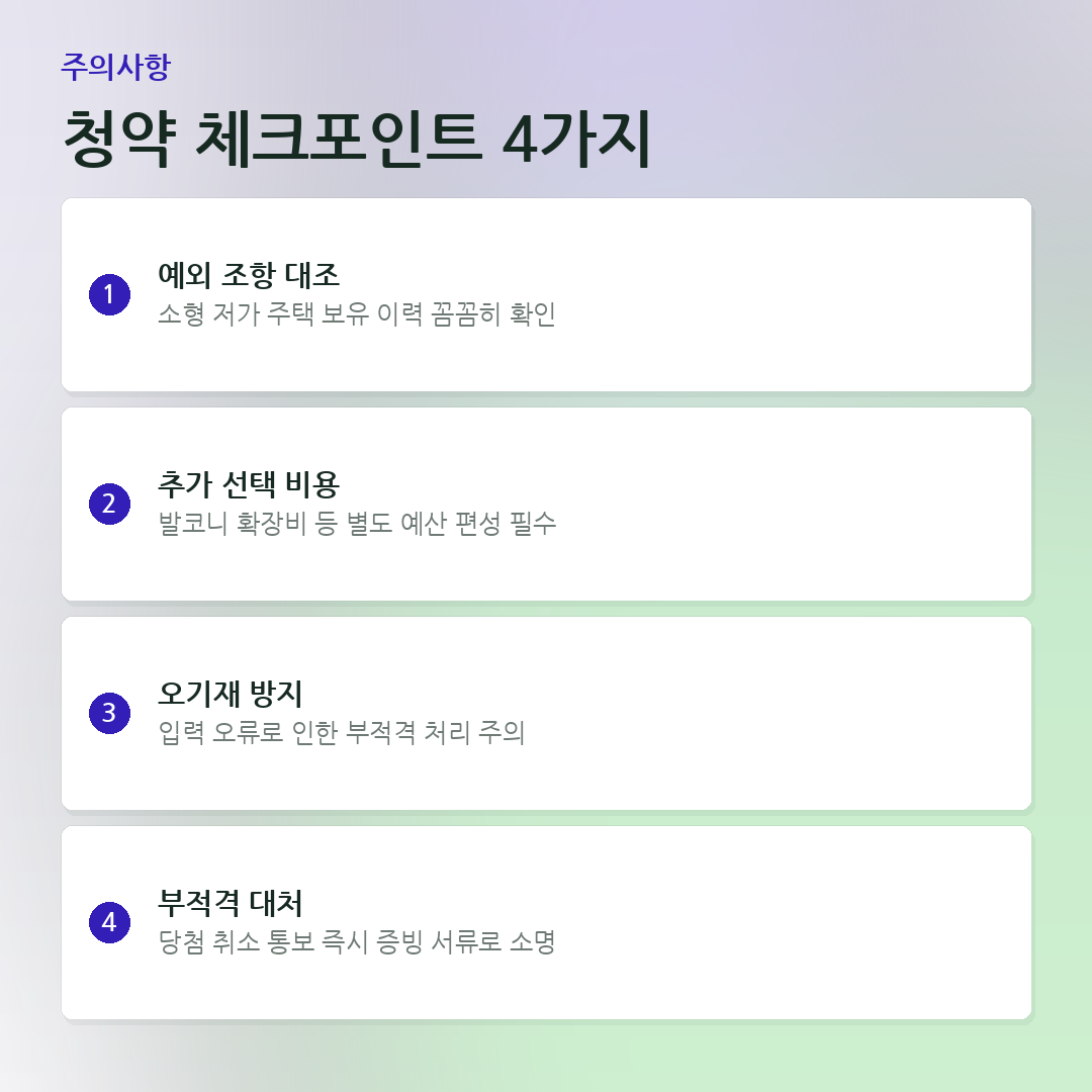 청약 체크포인트 4가지 요약 카드