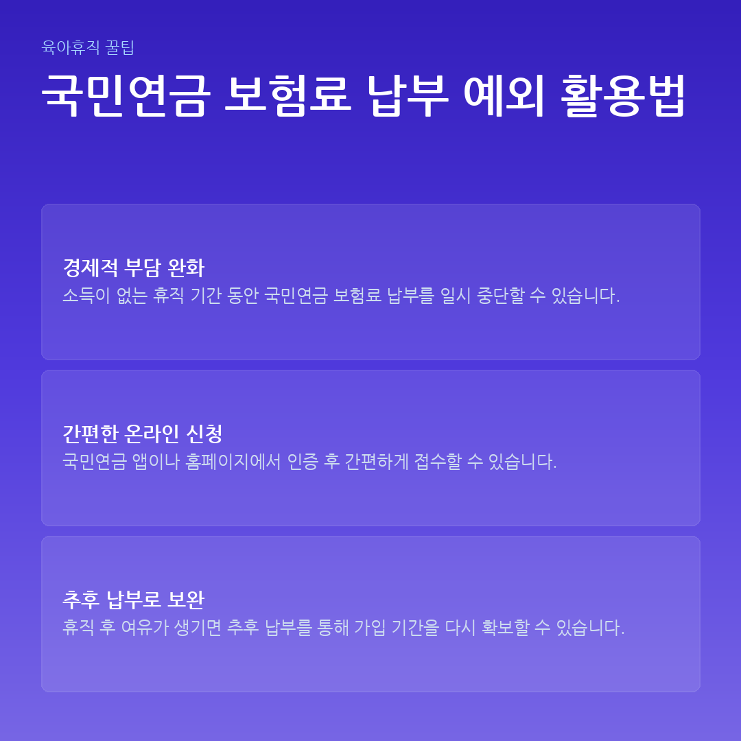 국민연금 보험료 납부 예외 활용법 요약 카드