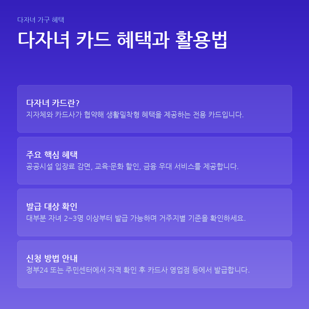 다자녀 카드 혜택과 활용법 요약 카드