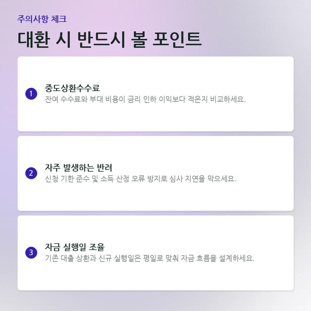 대환 시 반드시 볼 포인트 요약 카드
