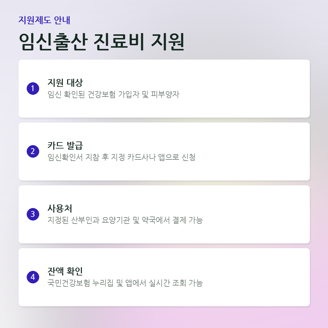 임신출산 진료비 지원 요약 카드