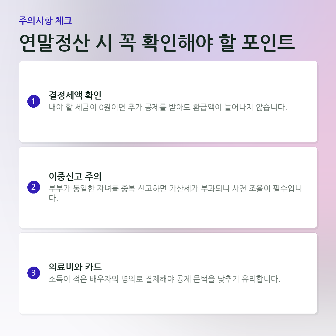 연말정산 시 꼭 확인해야 할 포인트 요약 카드