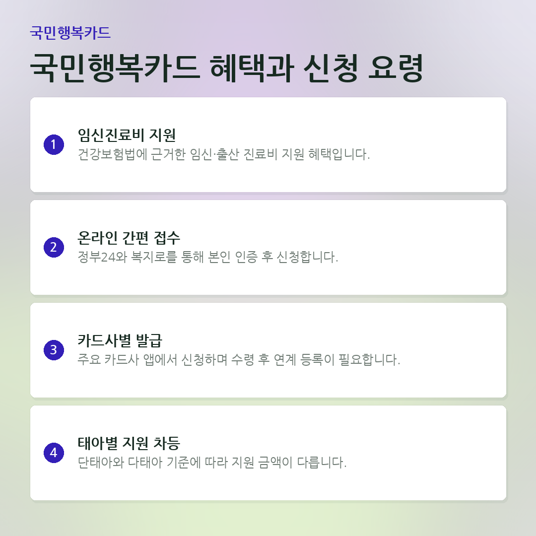 국민행복카드 혜택과 신청 요령 요약 카드