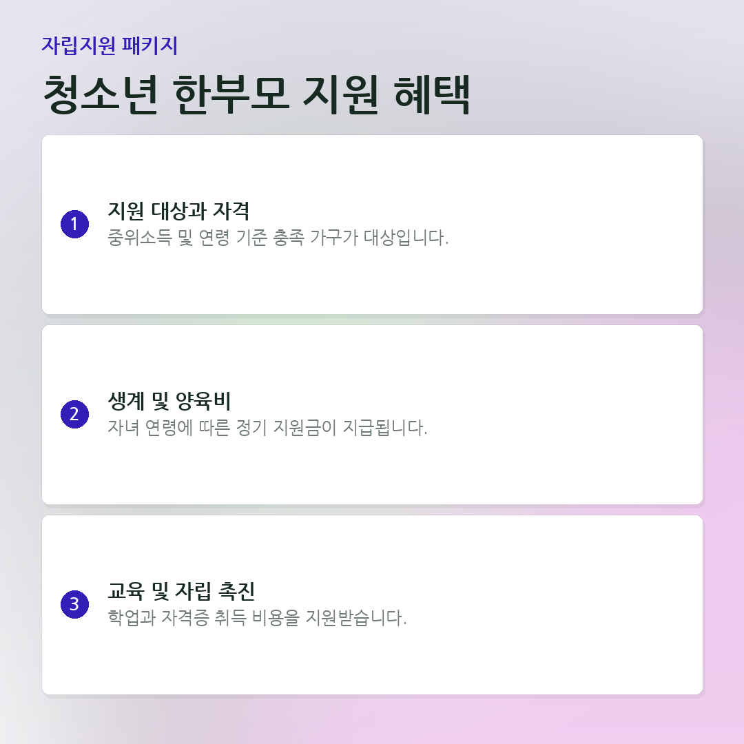 청소년 한부모 지원 혜택 요약 카드