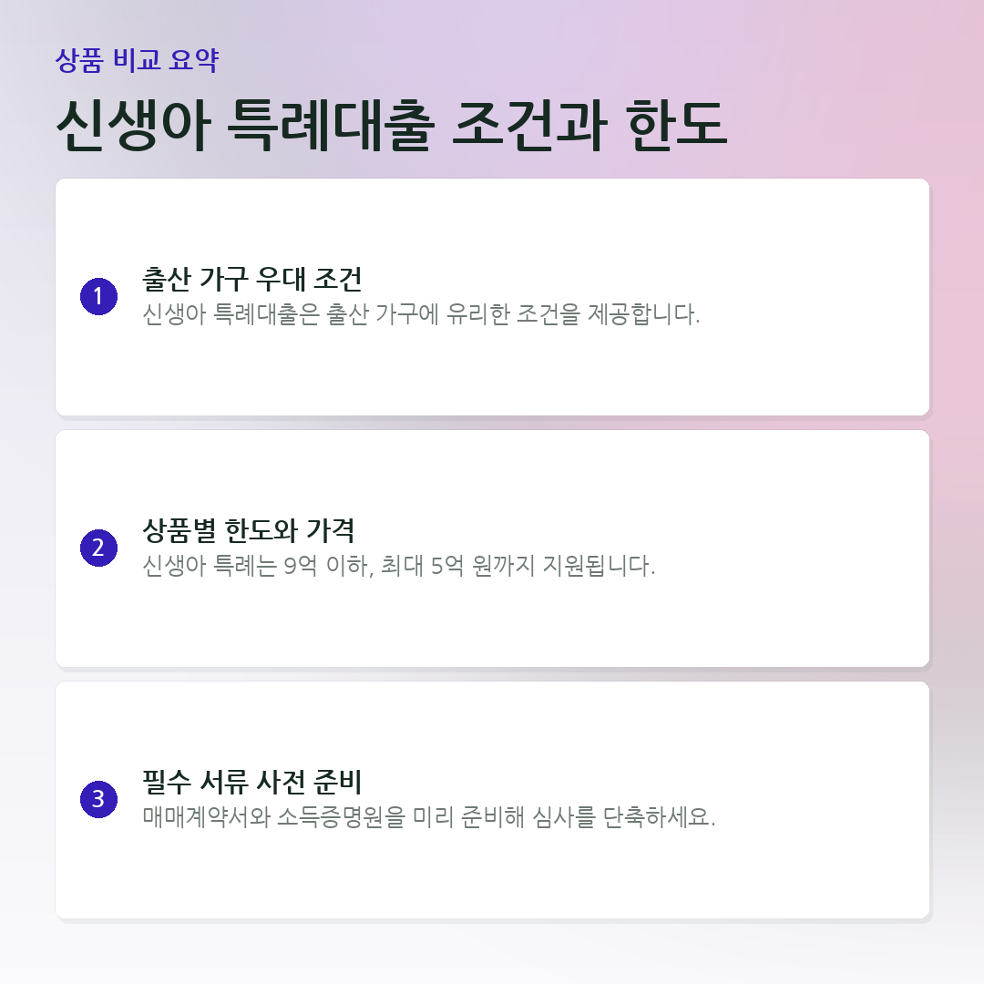 신생아 특례대출 조건과 한도 요약 카드