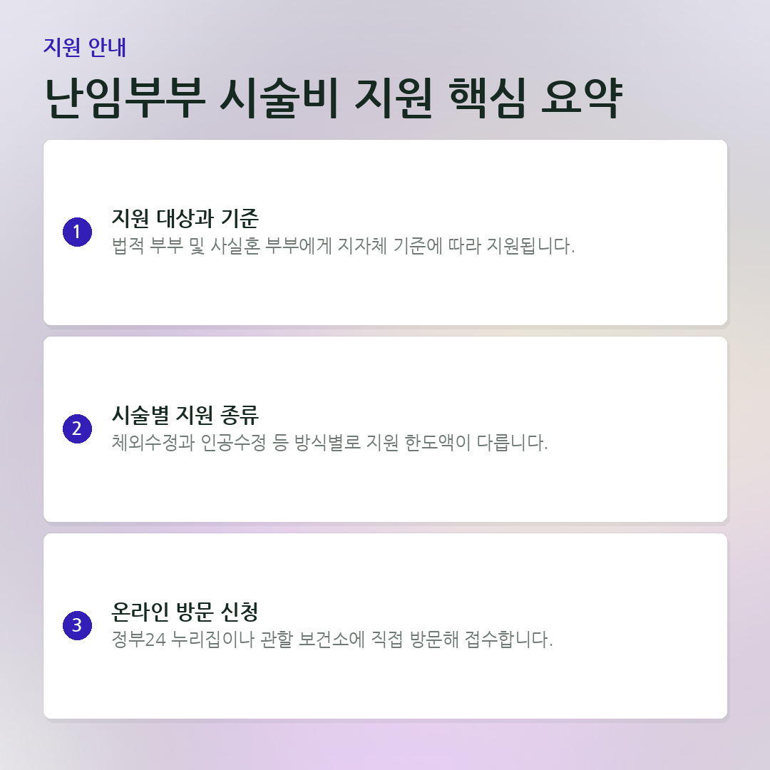 난임부부 시술비 지원 핵심 요약 요약 카드