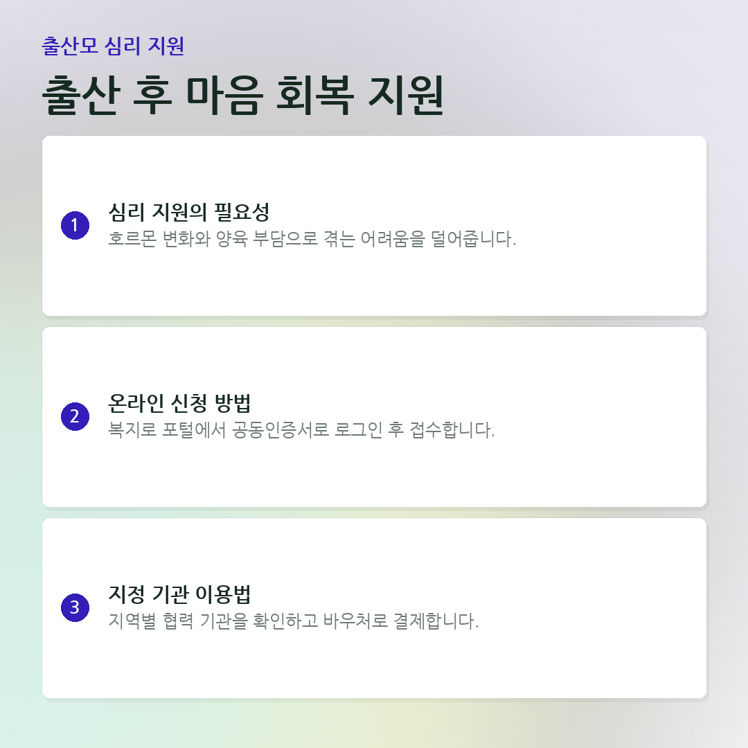 출산 후 마음 회복 지원 요약 카드