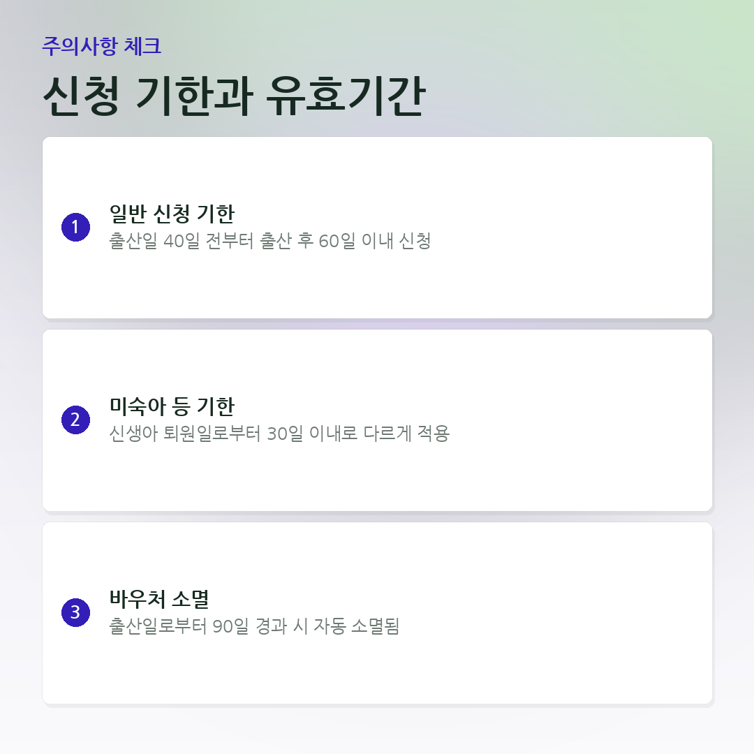 신청 기한과 유효기간 요약 카드