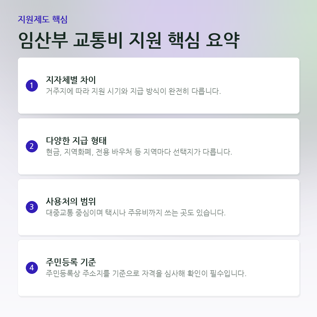 임산부 교통비 지원 핵심 요약 요약 카드