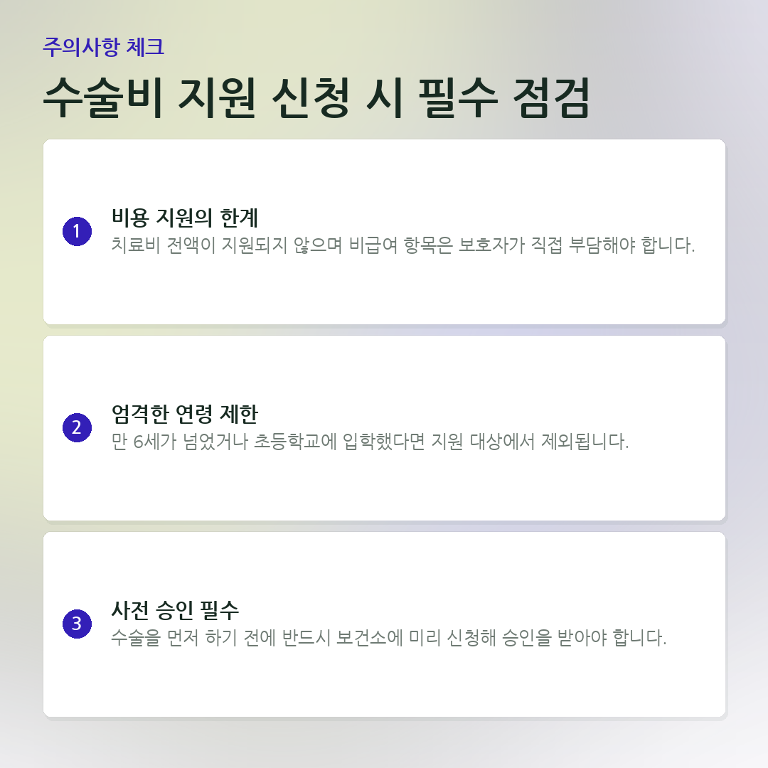 수술비 지원 신청 시 필수 점검 요약 카드