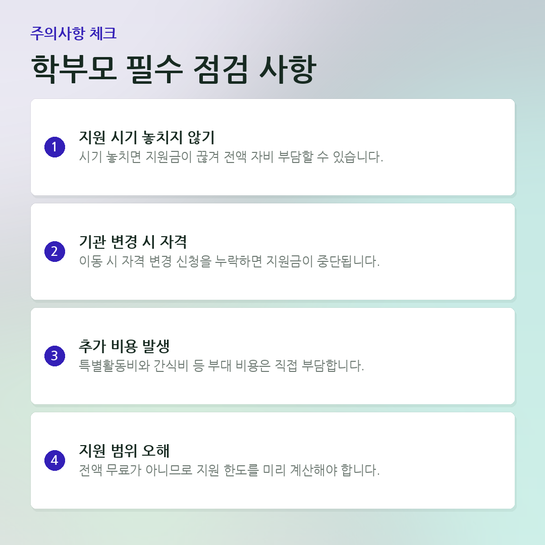 학부모 필수 점검 사항 요약 카드